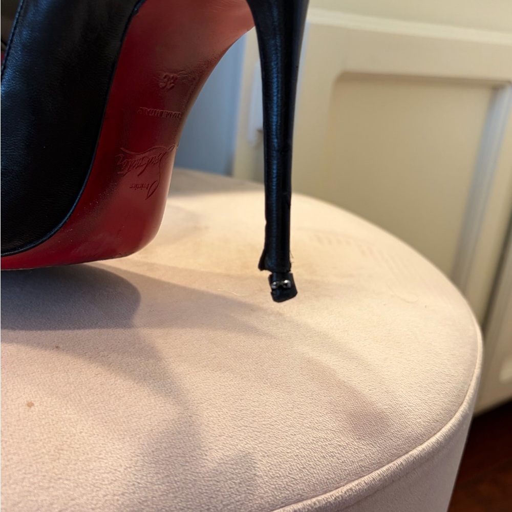 Christian Louboutin Black Leather Pointed Pumps - Picture 6 of 6